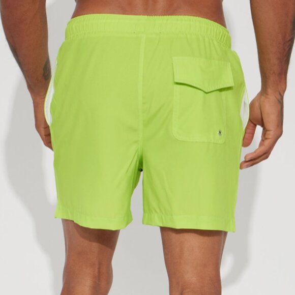 BUNDLE of 2 Fashion Nova Checkered Past and Solid Green Swim Trunks SZ XL - Picture 5 of 11